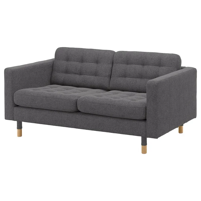 LANDSKRONA Loveseat, Gunnared dark gray/wood