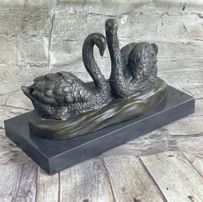 Large Decorative Molded Bronze Swan Goose Statue Hand Made Sculpture Figurine