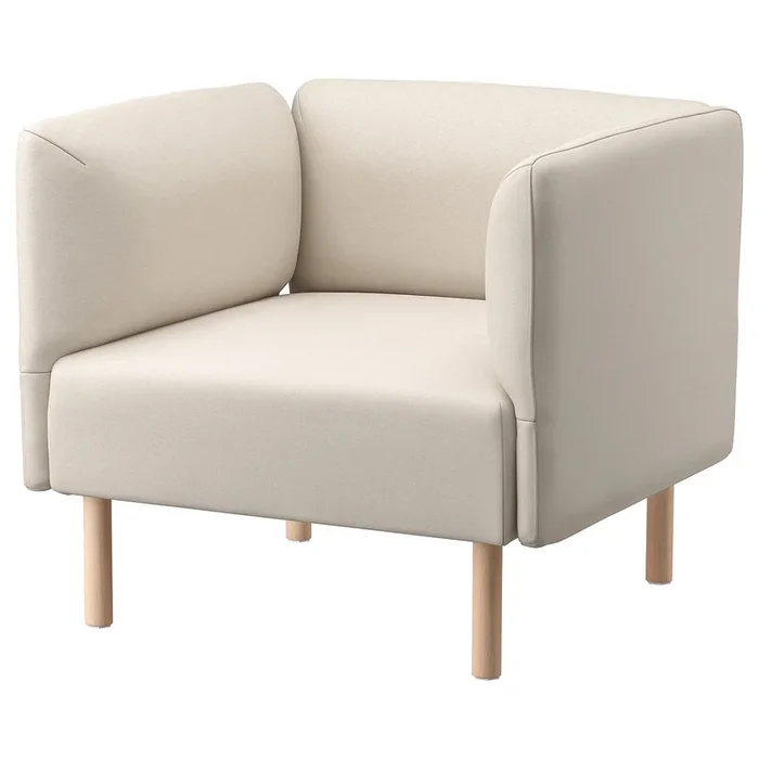 LILLEHEM Armchair, Vissle/beige wood
