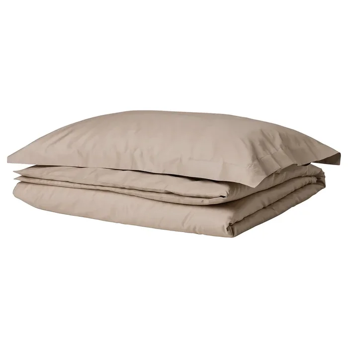 LUKTJASMIN Comforter cover and pillowcase, gray-beige, 150×200/50×80 cm (59×79/20×31 “)