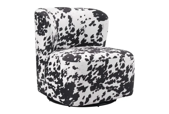 Lushia Black Cow Swivel Chair