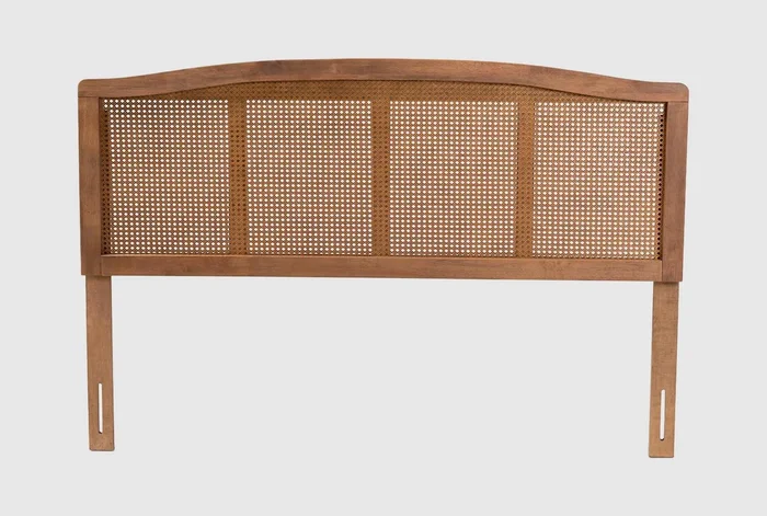 Mayson King Ash Brown Natural Wanut Finish Wood And Synthetic Rattan Headboard | Woven