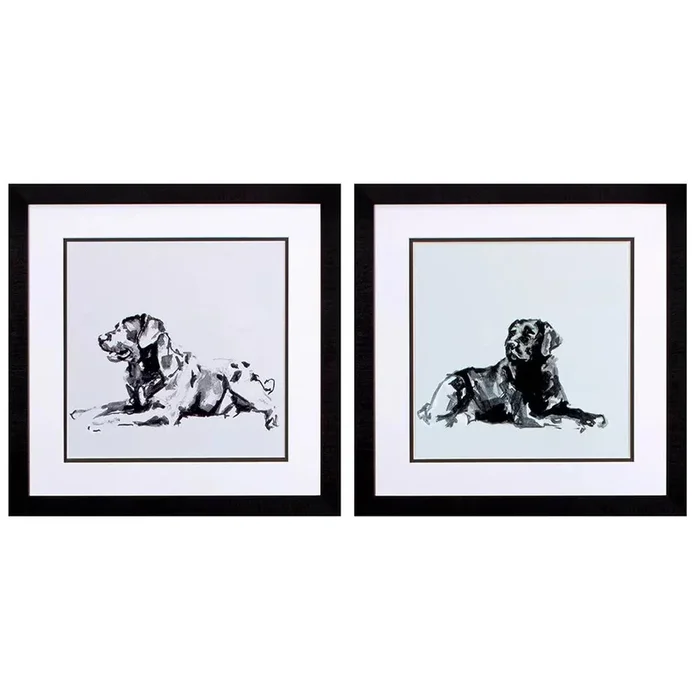 Modern Dogs Framed Wall Art, Set of 2