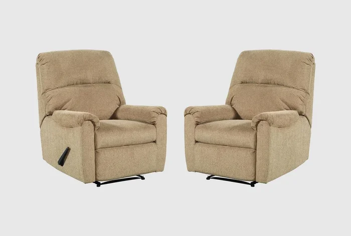 Nerviano Mocha Beige Manual Wallaway Recliner Set of 2 | Wall Hugger