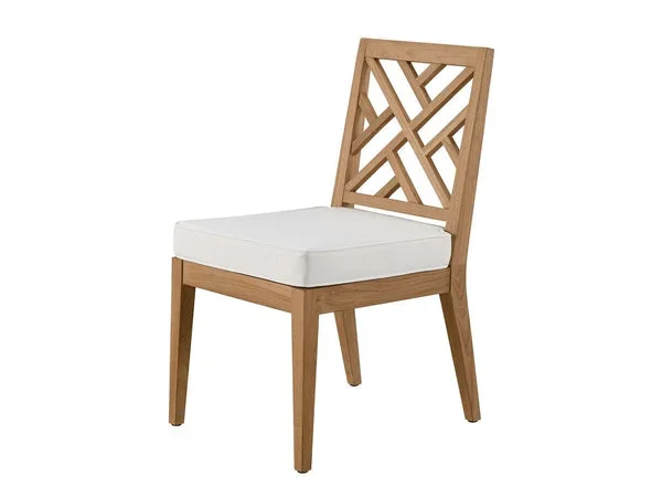 Outdoor Chesapeake Fret Back Teak Side Chair