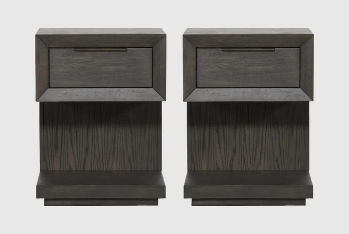 Pierce Espresso II Black Brown Wood 1-Drawer Nightstand With USB & Power Outlets Set Of 2