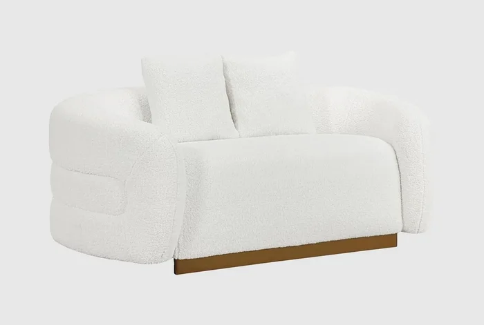 Poppy White Fabric Loveseat