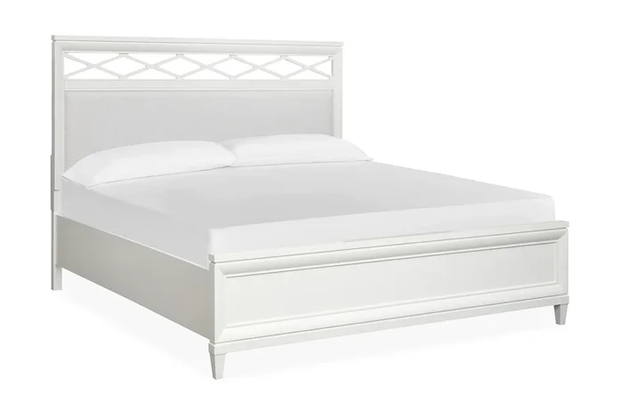 Ranna White King Wood Bed With Upholstered Headboard