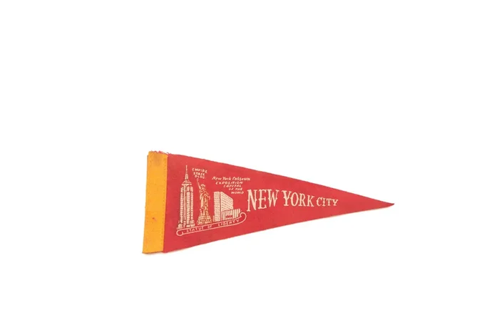 Red NYC New York Coliseum Empire State Felt Flag