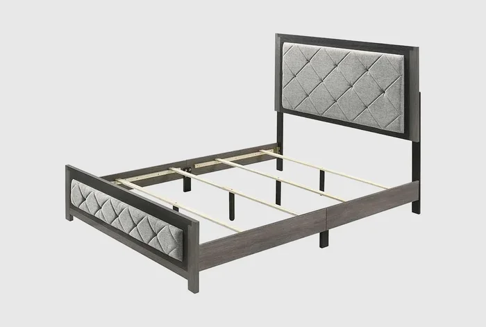 Rhyett Grey King Wood & Upholstered Panel Bed