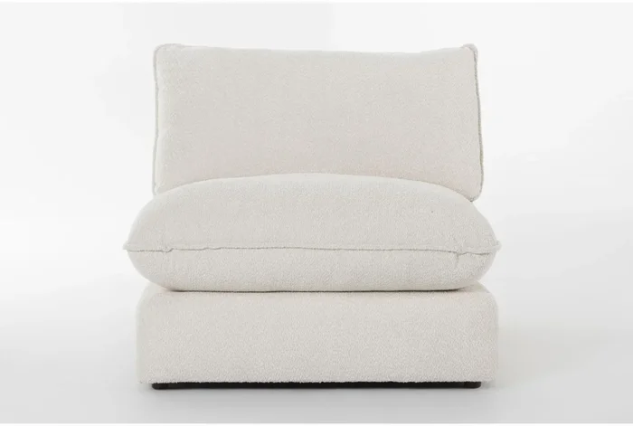 Ruby Cream Beige Boucle Fabric Modular Armless Chair | Loose Reversible Back | Solid