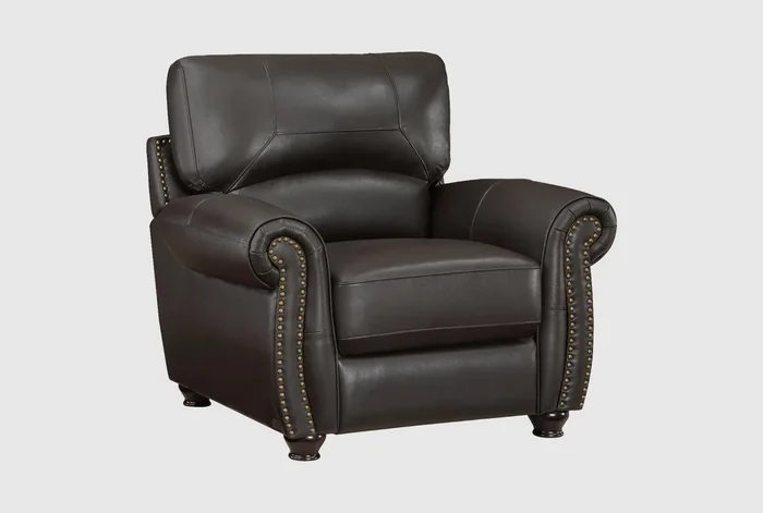 Sidney Dark Brown Oversized Leather Armchair | Solid | Leather Seating (Leather Match) | Club Chair
