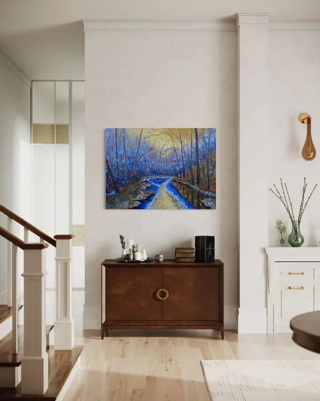 “Sunlight in December” Original Textured Landscape Painting