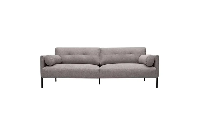 Supris 84″ Gray Fabric Sofa with Black Metal Legs