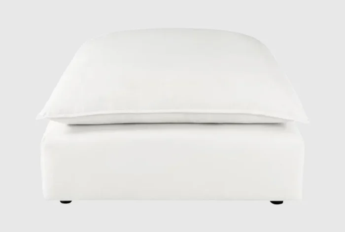 Sutton Pearl White Fabric Square Ottoman