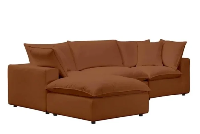 Sutton Rust Brown Fabric 120″ 4 Piece Modular Sectional | Reversible | Track Arms
