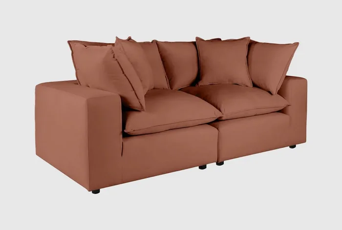 Sutton Rust Brown Fabric Modular Loveseat