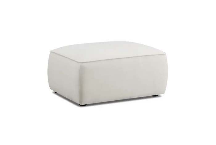 Travie Sand Upcycled Linen Ottoman