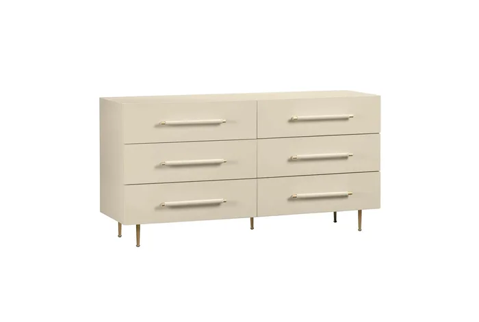 Trident Taupe With Brass Accents 6 Drawer Dresser