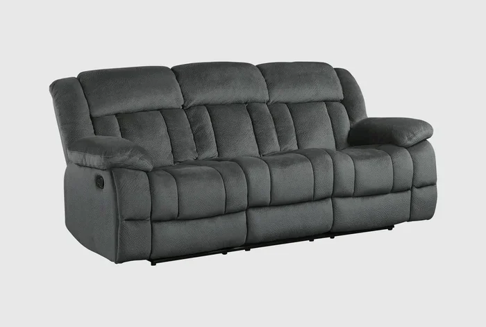 Tucker Grey Polyester 90″ Microfiber Manual Reclining Sofa | Fabric