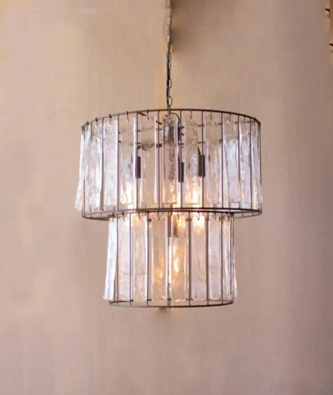 Two Tiered Light with Glass Chimes