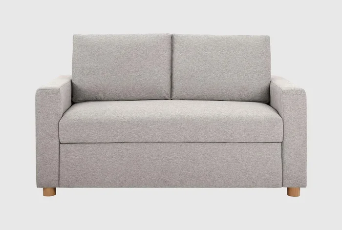 Tyler Light Grey Fabric 66″ Woven Convertible Futon Sleeper Loveseat | Contract Grade | Full