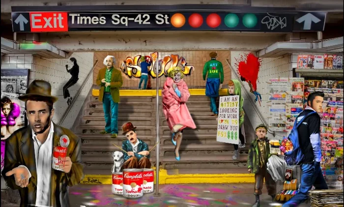 Underground Art Painting by Rudinsky – Mixed Media – Size: 48″L x 72″W