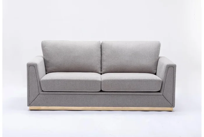 Valin Grey Fabric 77″ Sofa With Wood Base