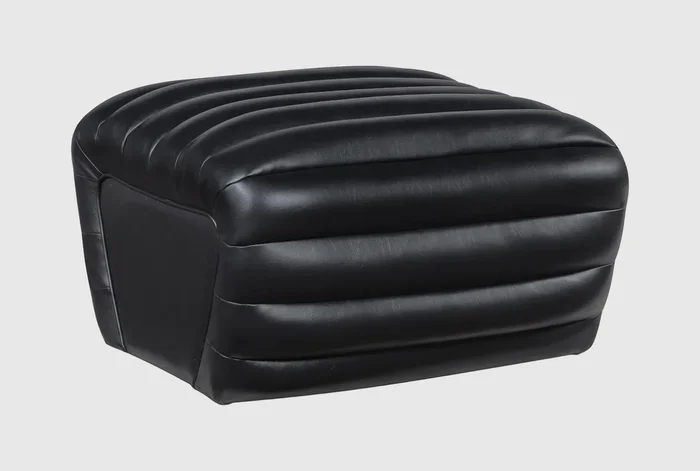Vega Black Faux Leather Upholstered Ottoman