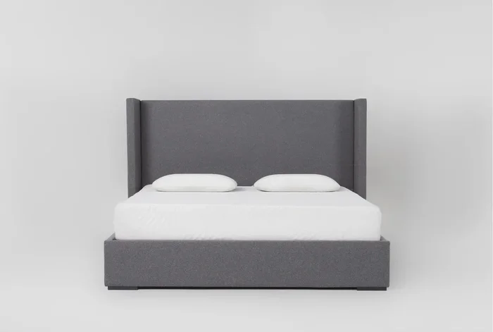 Vera Dream Grey Non Tufted 52″H Queen Upholstered Shelter Platform Bed