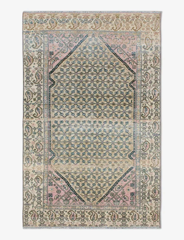 Vintage Turkish Hand-Knotted Wool Rug No. 449, 3’10” x 6’7″