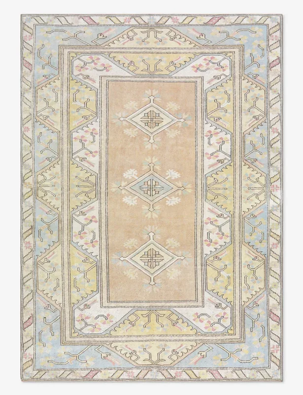 Vintage Turkish Hand-Knotted Wool Rug No. 492, 6′ 7″ x 9′ 1″