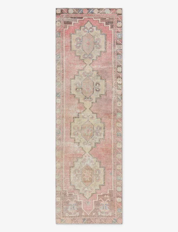 Vintage Turkish Hand-Knotted Wool Runner Rug No. 280, 3′ x 10′