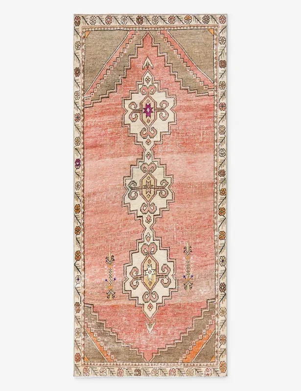 Vintage Turkish Hand-Knotted Wool Runner Rug No. 290, 3′ X 6′ 9