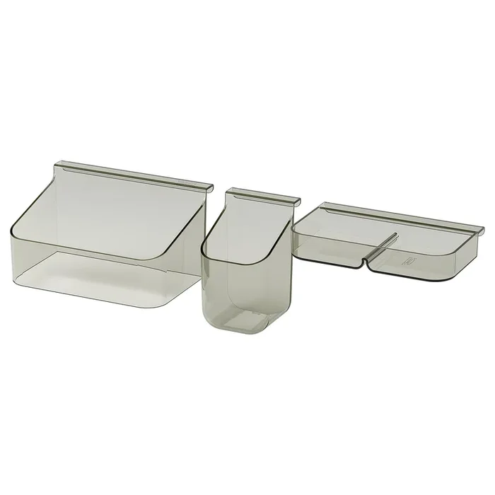 VISSLAÅN Drawer organizers, set of 3, gray