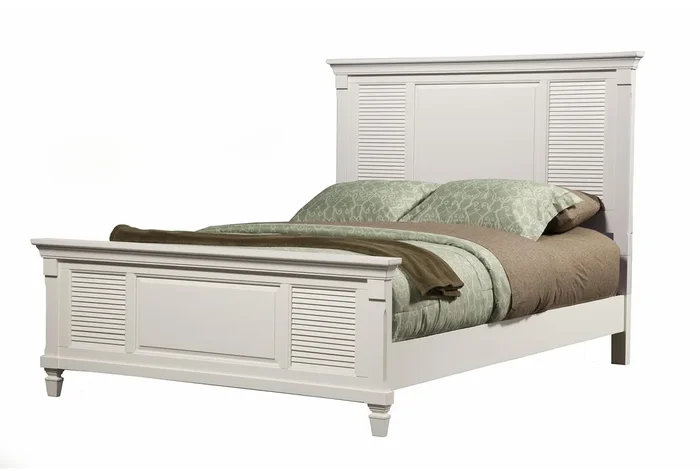 Willowdale White California King Wood Shutter Panel Bed