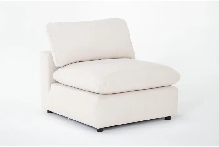 Zone Cream White Armless Chair | Fabric | Solid | Modular | Loose Reversible Back